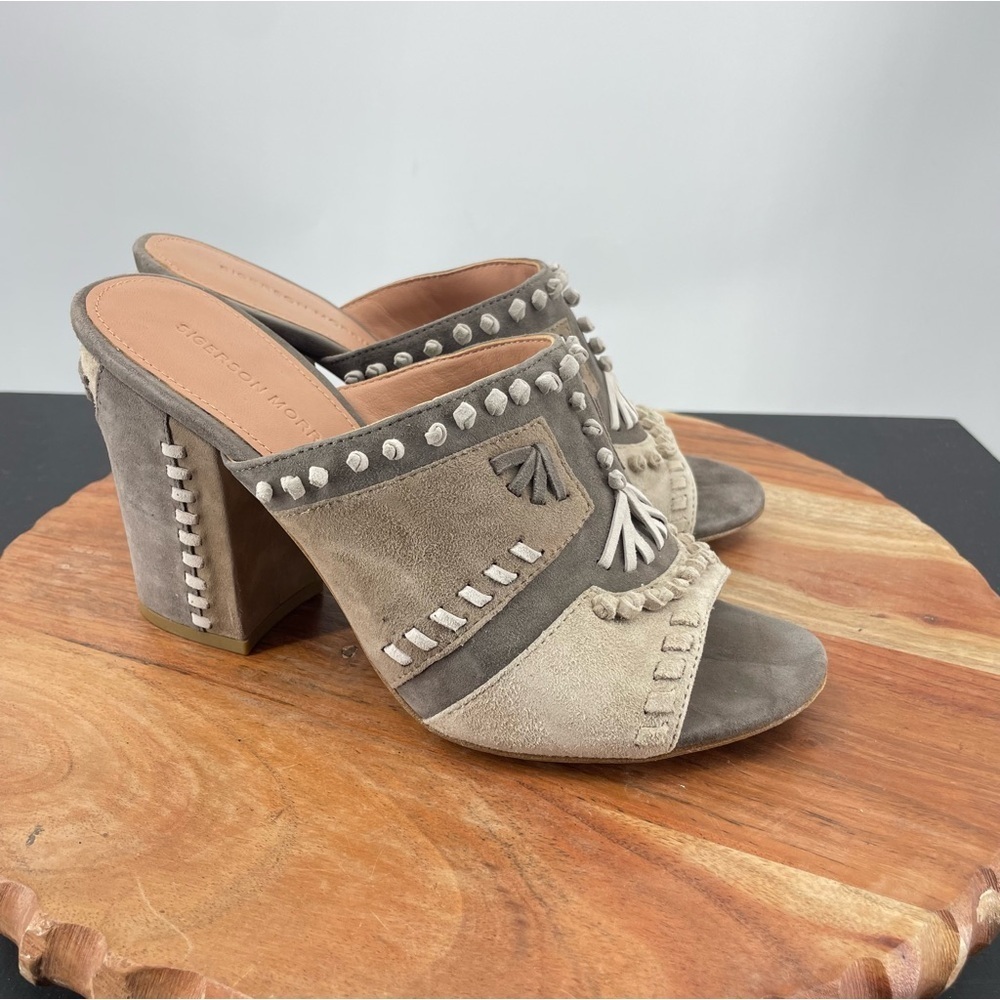 Sigerson Morrison Gray and Cream Mules